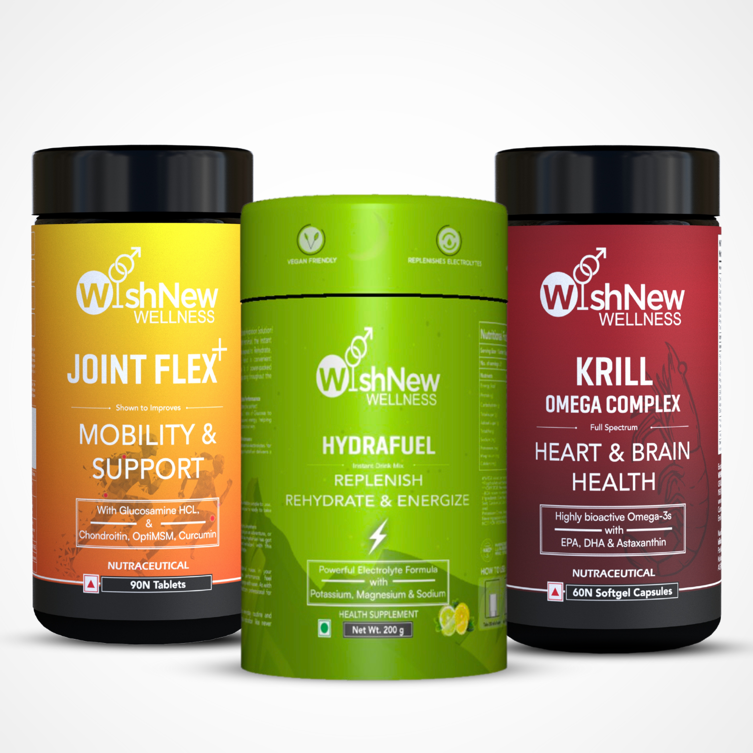 Active Lifestyle Trio: Joint Flex+, Krill Omega & Hydrafuel | Comprehensive Wellness Support