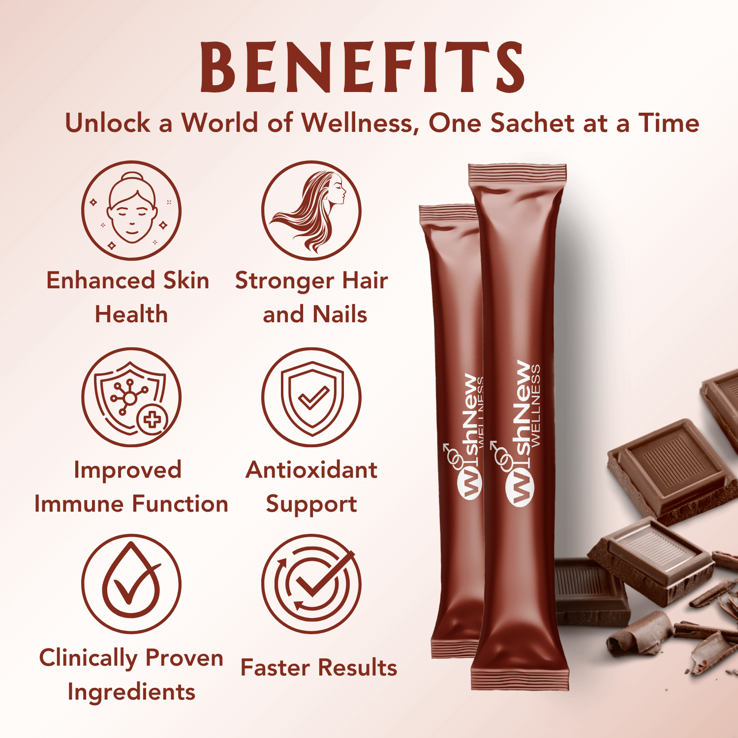 Benefits: Enhanced skin, stronger hair, improved immunity, antioxidant, proven ingredients, faster results.