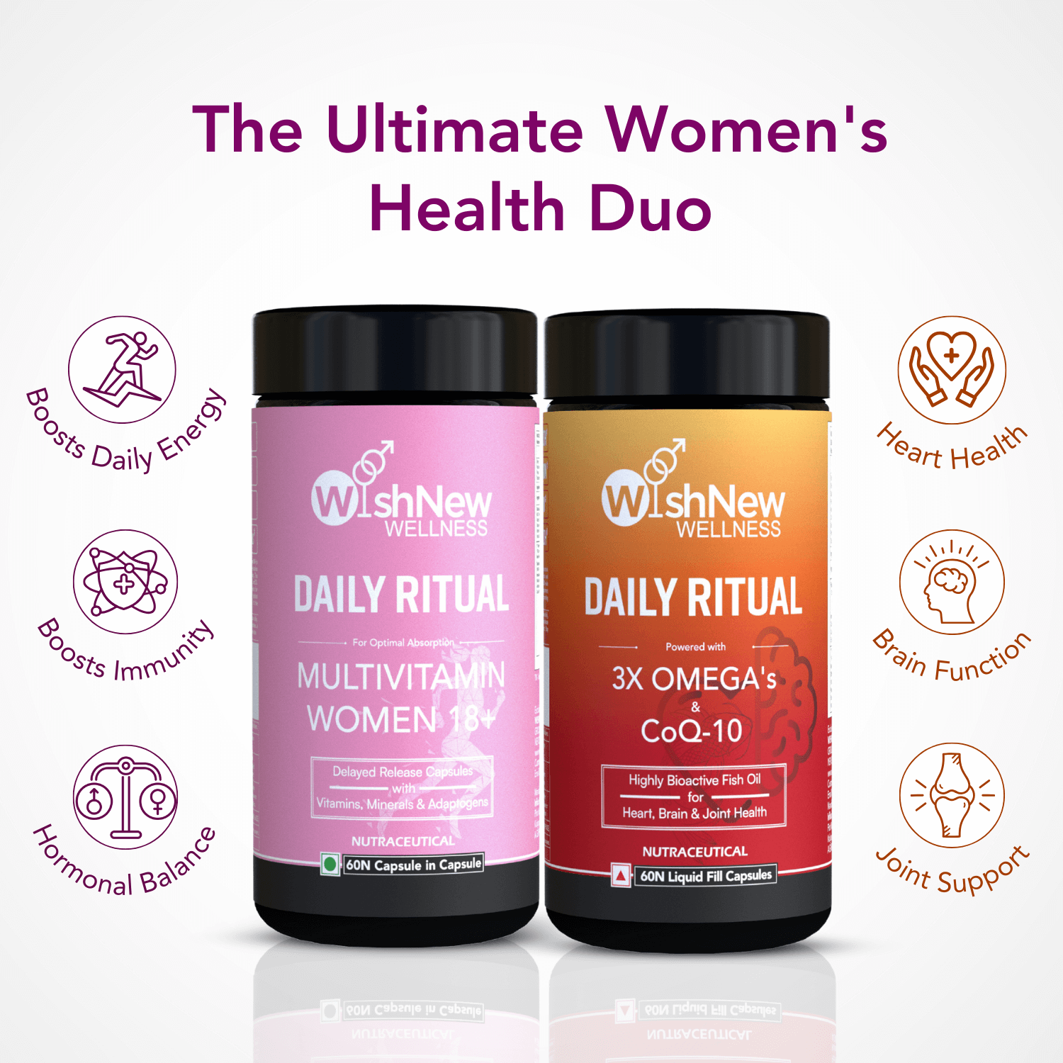 Daily Ritual Women Duo: Triple Strength Fish Oil & Multivitamin | Boost Vitality