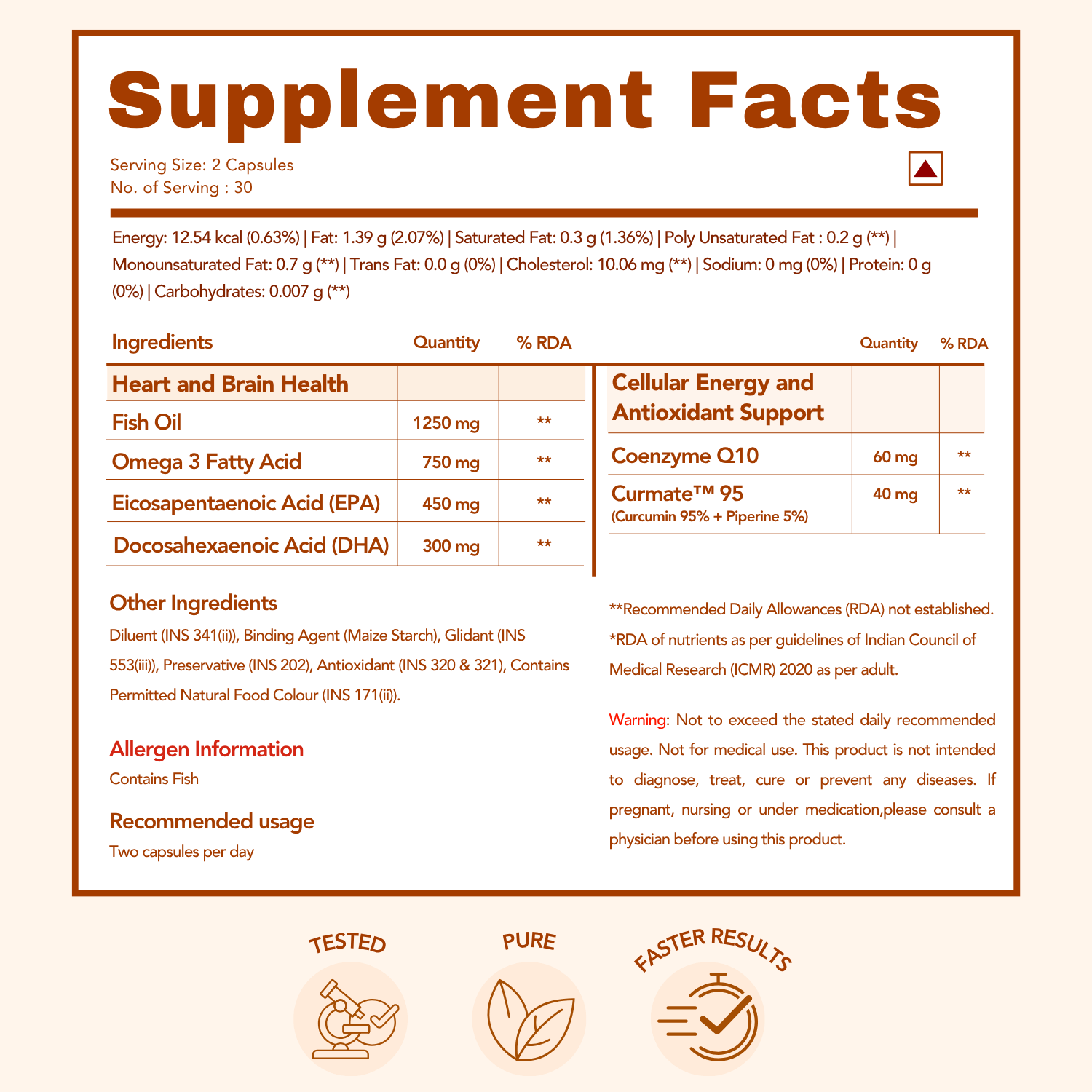 This image shows the Supplement Facts of a product, detailing the ingredients and their quantities.

