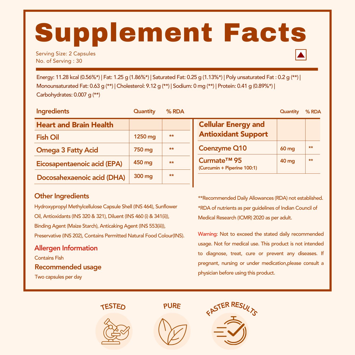 This image shows the Supplement Facts of a product, detailing the ingredients and their quantities