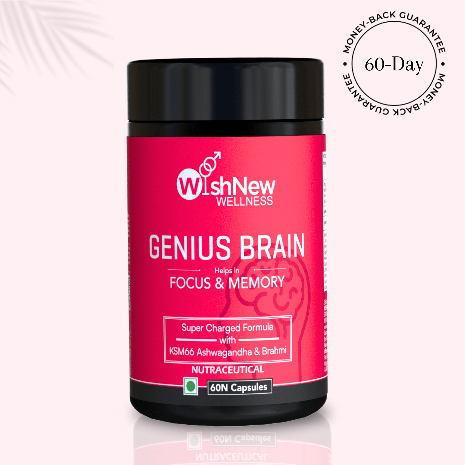 Genius Brain by WishNew Wellness – Supercharged formula for focus and memory with KSM66 Ashwagandha & Brahmi!