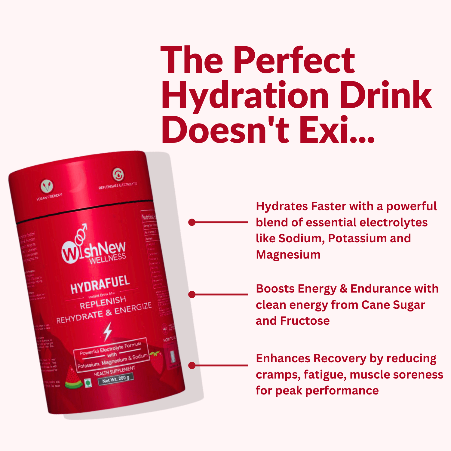 Hydrafuel hydration drink benefits: faster hydration with essential electrolytes, energy boost from cane sugar and fructose, and enhanced recovery by reducing cramps and fatigue.